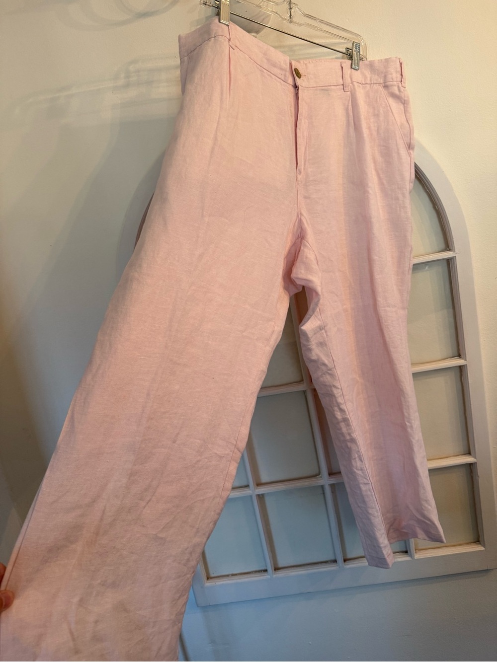 Lands' End Pale Pink Wide-Leg Linen Pants